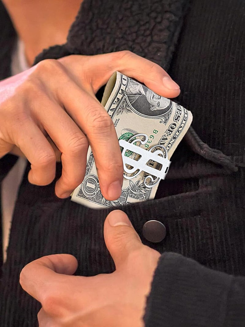 ChainsHouse Stainless Steel Money Clip Slim Wallet Credit Business Card Holder for Men, Wallet Charms Gift for Father Dad Husband - Image 3